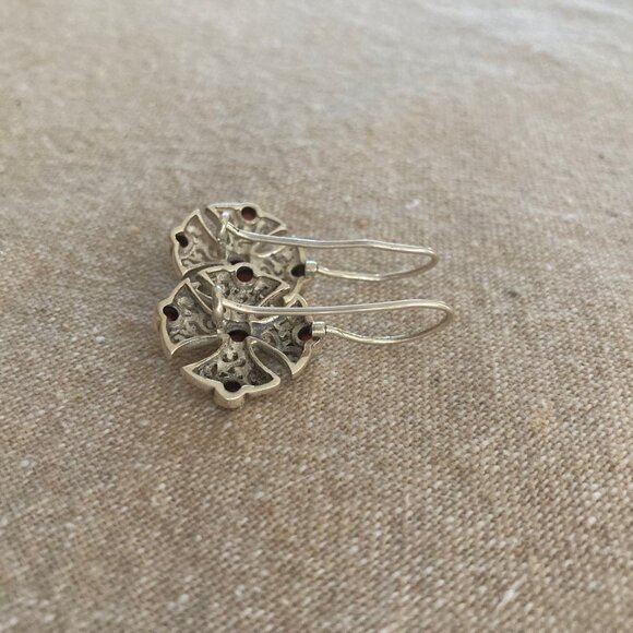 Sterling Silver & Garnet Earrings - Picture 9 of 12